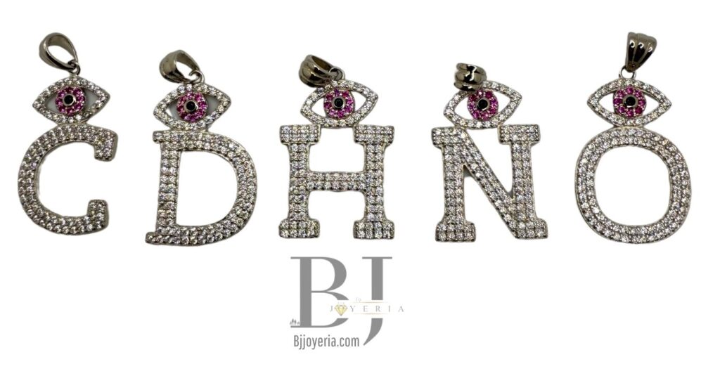LETTER WITH PINK TURKISH EYE PENDANT