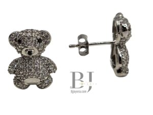 WHITE GOLD BEAR EARRINGS