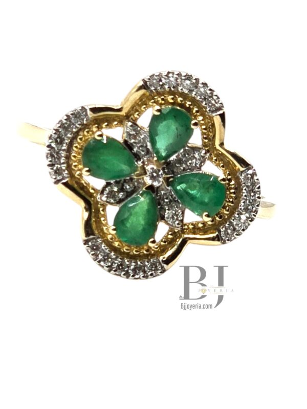 EMERALD GEM CLOVER RING - Image 3