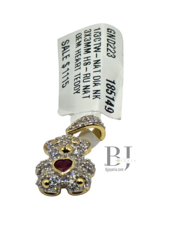 MINI BEAR DIAMOND PENDANT WITH RUBY GEM - Image 3