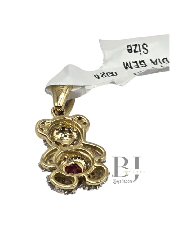 MINI BEAR DIAMOND PENDANT WITH RUBY GEM - Image 2
