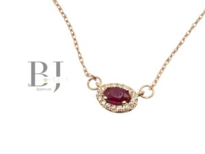 RUBI NATURAL GEM OVAL MINI NECKLACE IN ROSE GOLD