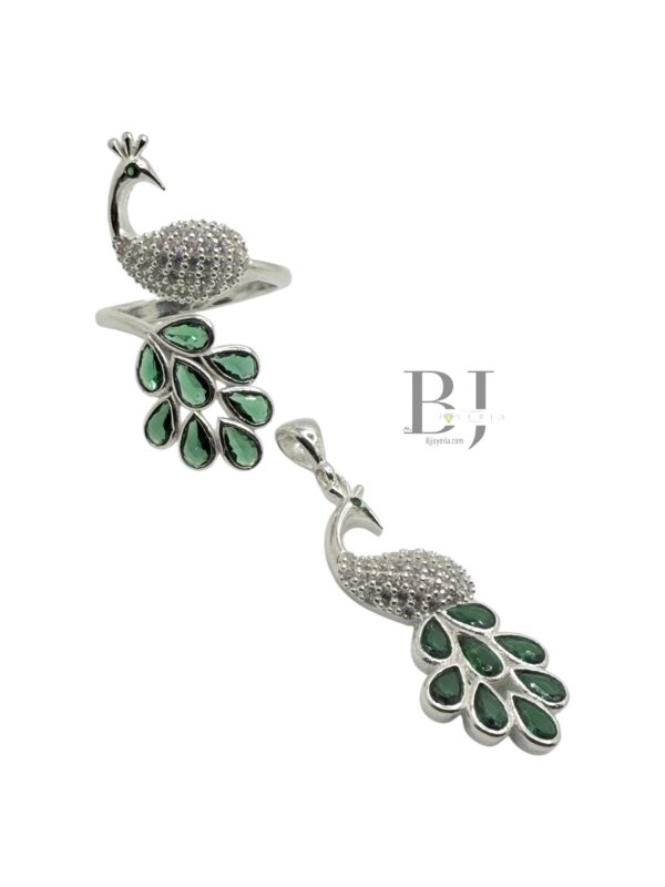 DUO RING AND PEACOCK PENDANT (0914)