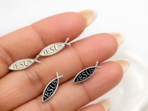 JESUS FISH EARRINGS (ball clasp)