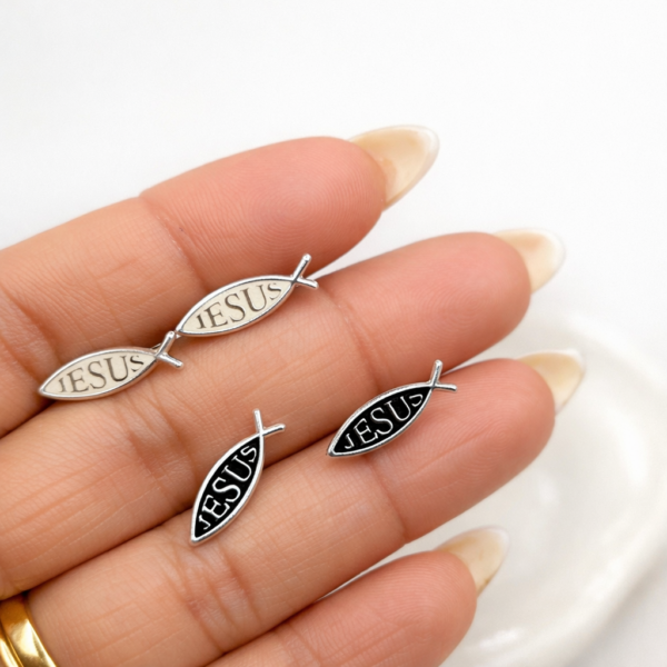 JESUS FISH EARRINGS (ball clasp)