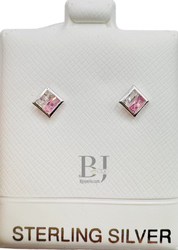 BI-COLOR SQUARE EARRINGS (ball clasp) - Image 3