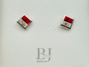 BI-COLOR SQUARE EARRINGS (ball clasp)