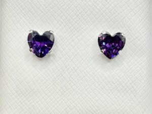PURPLE HEART EARRINGS (ball clasp)