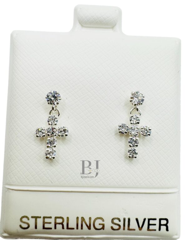 SHINY DANGLE CROSS EARRINGS (ball clasp)