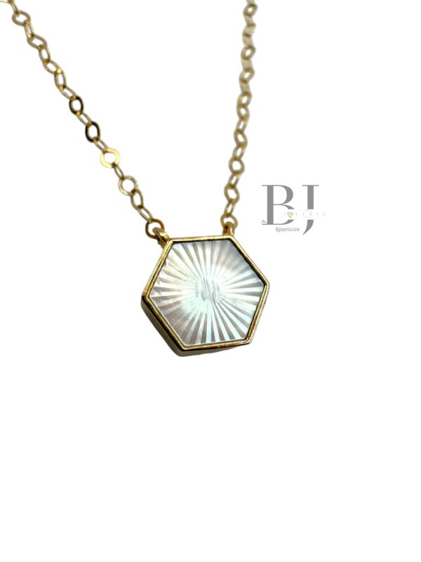 THIN CHAIN AND HEXAGON PEARL PENDANT
