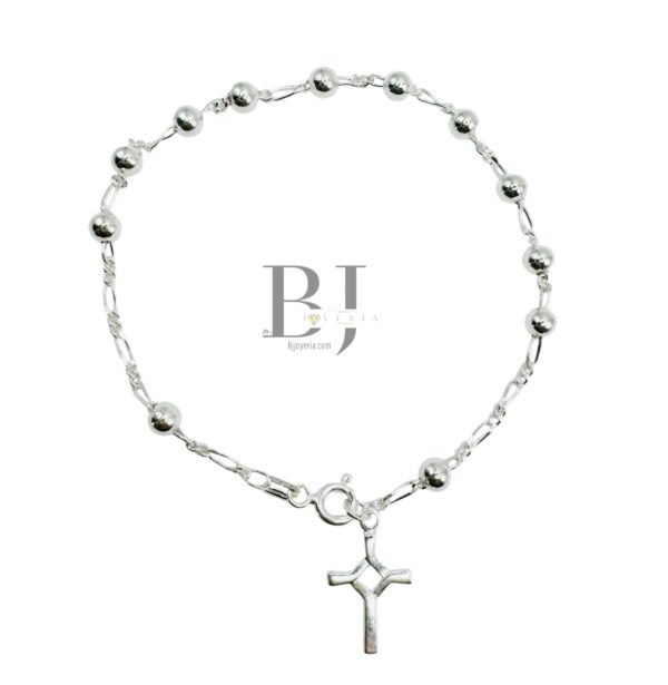 CROSS CHARM BEADED BRACELET 7.5 INCH (1203)