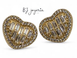 HEART SHAPE BAGUETTE ZIRCON EARRINGS (0499)