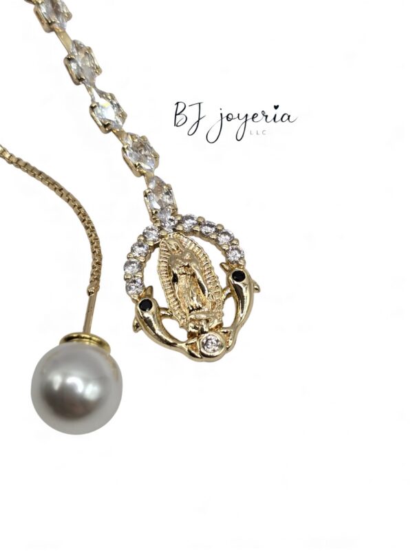 Copper Pendant Earrings Virgin and Dolphin (0693)