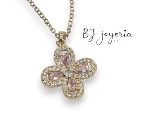 COPPER CHAIN AND PINK CLOVER PENDANT (0706)