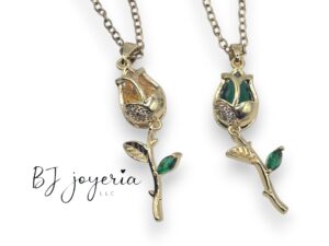 COPPER CHAIN AND ROSE PENDANT (0705)