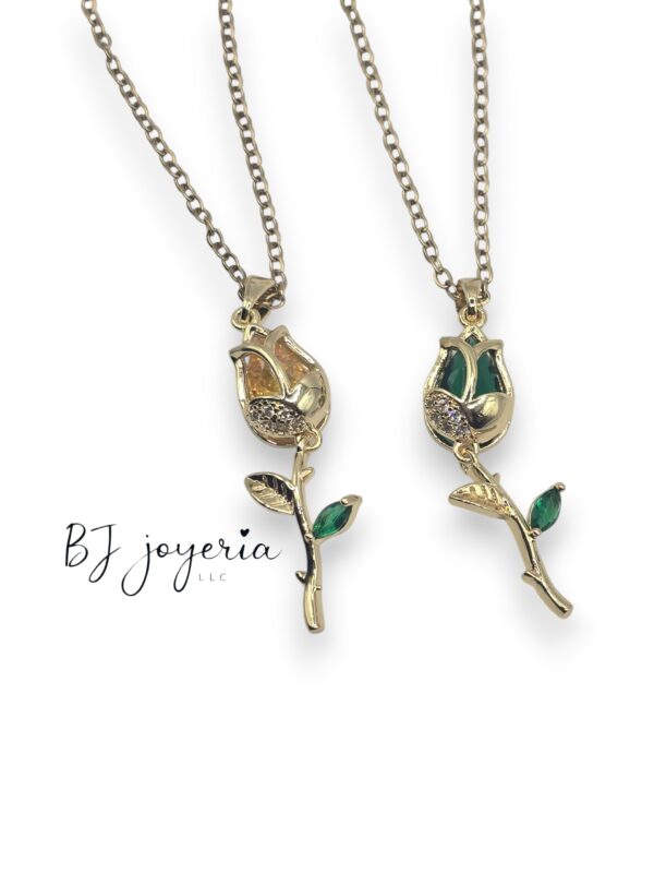 COPPER CHAIN AND ROSE PENDANT (0705)