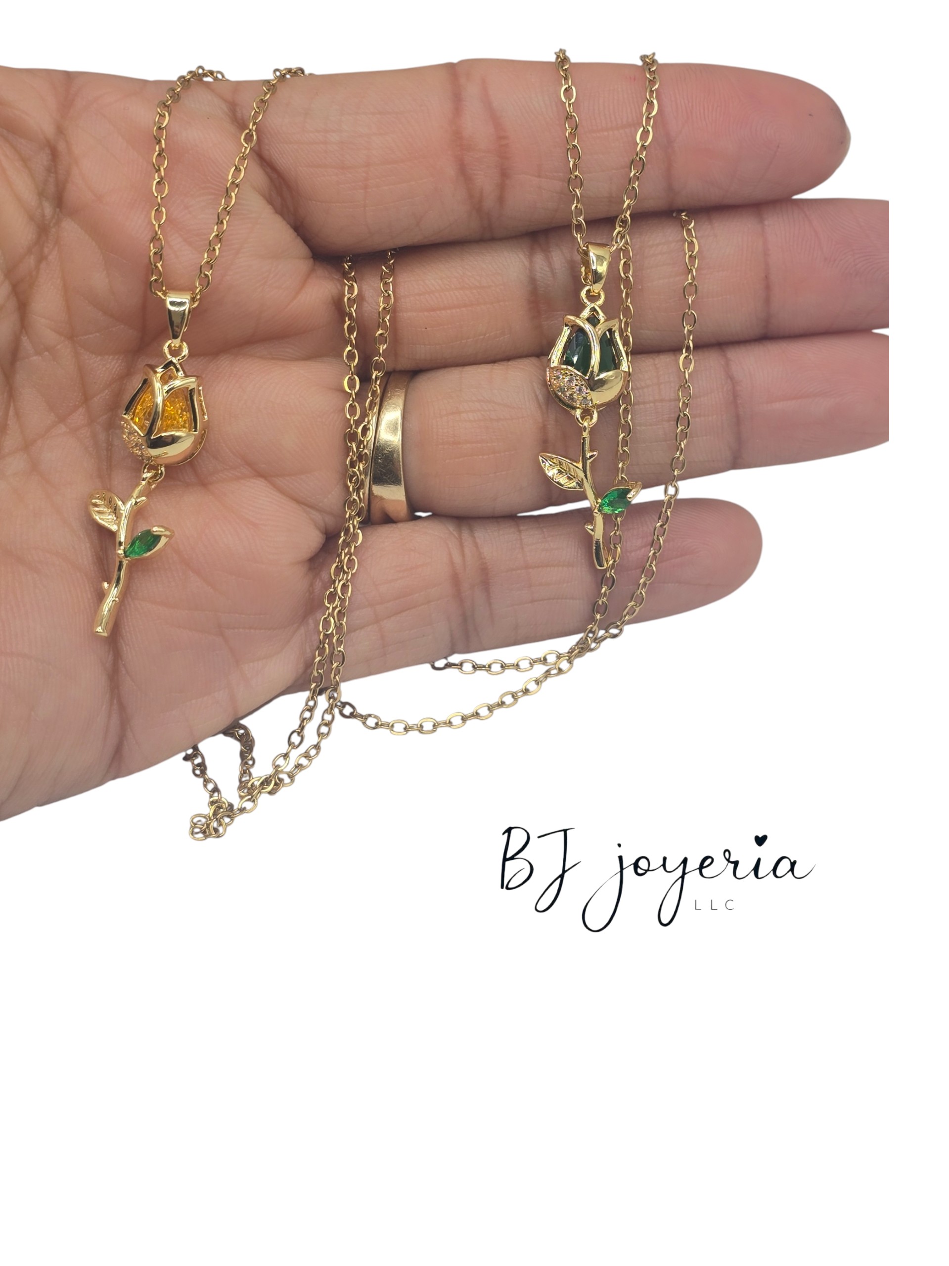 COPPER CHAIN AND ROSE PENDANT (0705) - Image 2