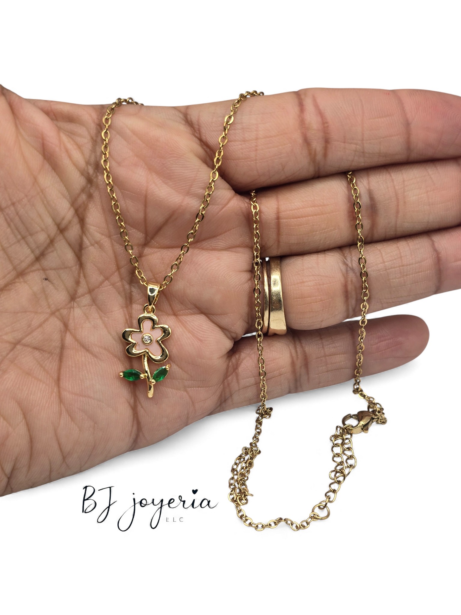 COPPER CHAIN AND FLOWER PENDANT (0704) - Image 3