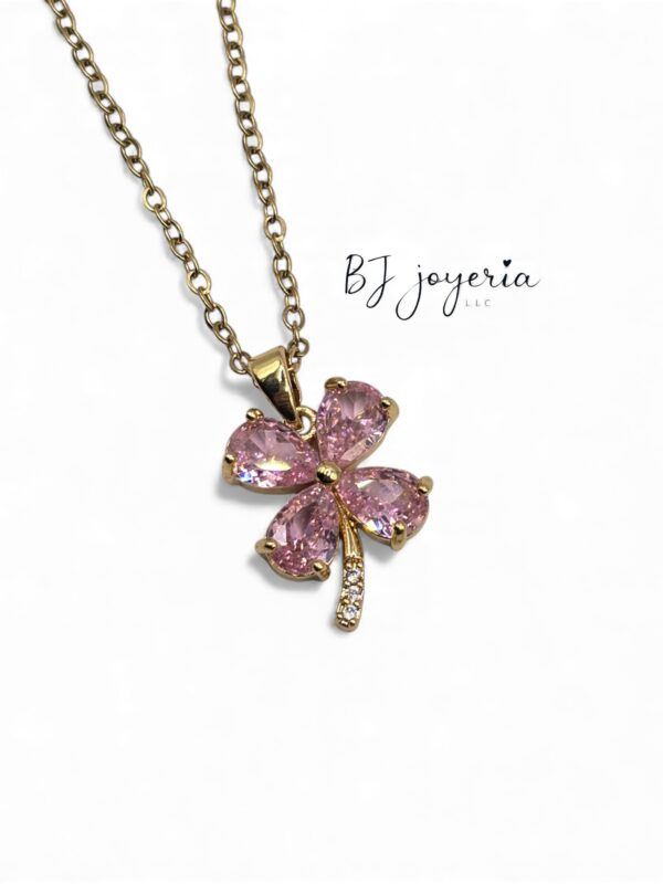 COPPER CHAIN AND FOUR-LEAF CLOVER PENDANT (0703)