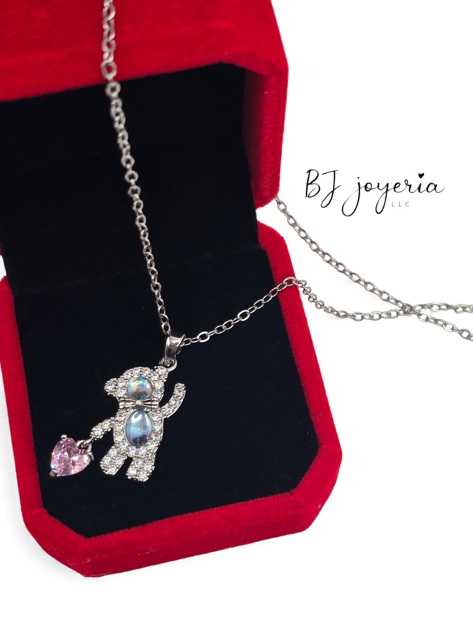 COPPER CHAIN AND BLUE TEDDY PENDANT (0702) - Image 3