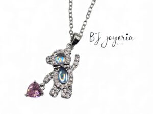 COPPER CHAIN AND BLUE TEDDY PENDANT (0702)