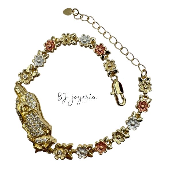 COPPER VIRGIN MARY FLOWER BRACELET (1037)