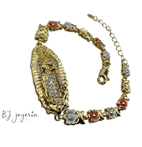 COPPER VIRGIN MARY FLOWER BRACELET (1029)