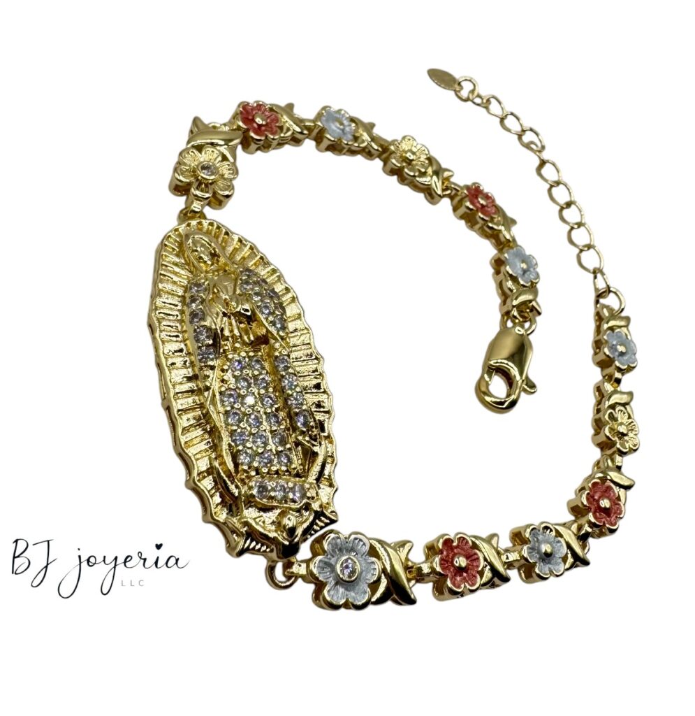 COPPER VIRGIN MARY FLOWER BRACELET (1029)
