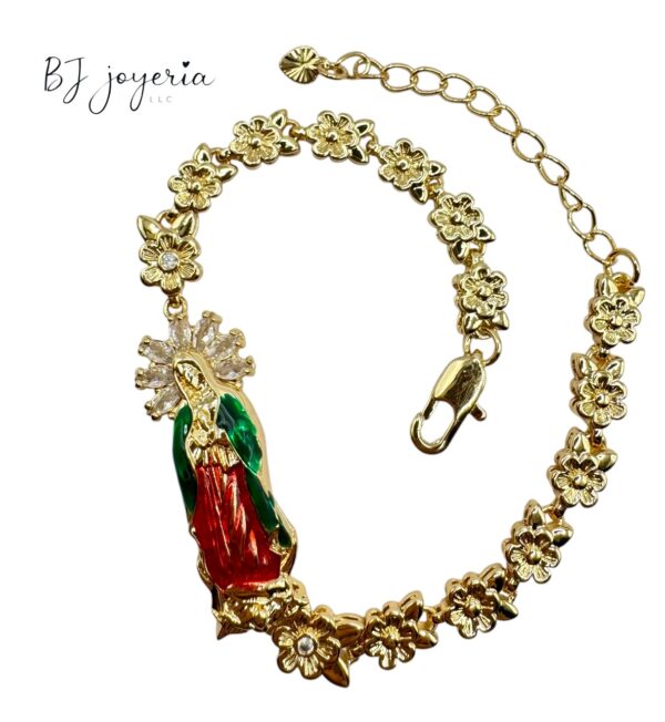 COPPER VIRGIN MARY FLOWER BRACELET (1026)