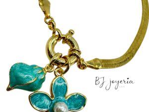 COPPER BLUE FLOWER CHARM BRACELET (1720)