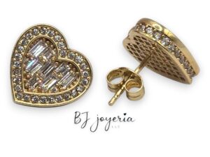 HEART BAGUETTE ZIRCON EARRINGS (0587)