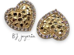 NUGGET HEART EARRINGS 14K (0766)