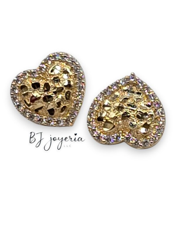 NUGGET HEART EARRINGS 14K (0766)