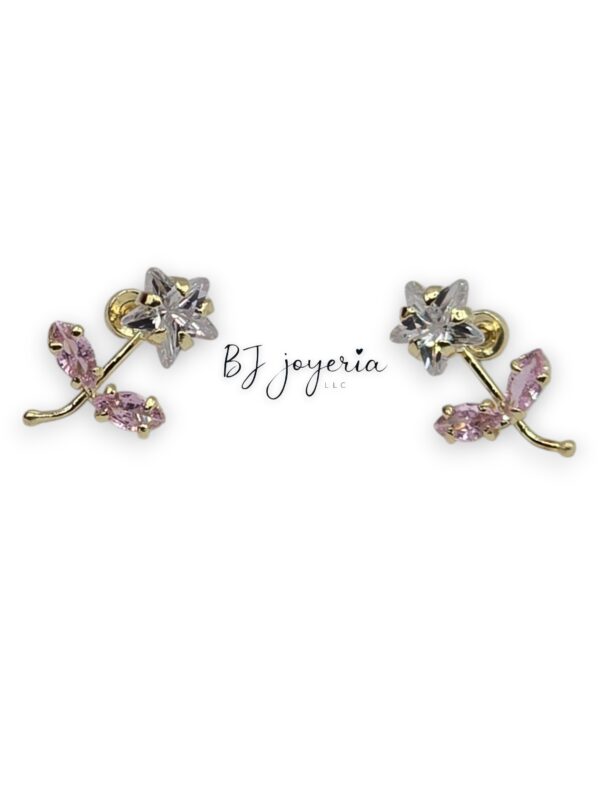 FLOWER EARRING BALL CLASP 14K (0524)