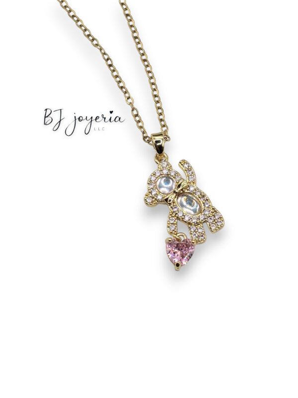 COPPER CHAIN WITH BEAR WITH HEART CHARM PENDANT (1036)