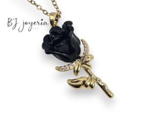 COPPER CHAIN WITH DARK ROSE PENDANT (0837