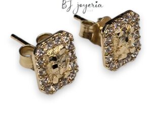 NUGGET RECTANGLE EARRING 14K (0064)