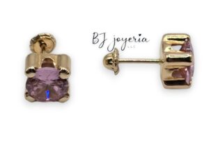 PINK EARRING BALL CLASP 14K (0061)