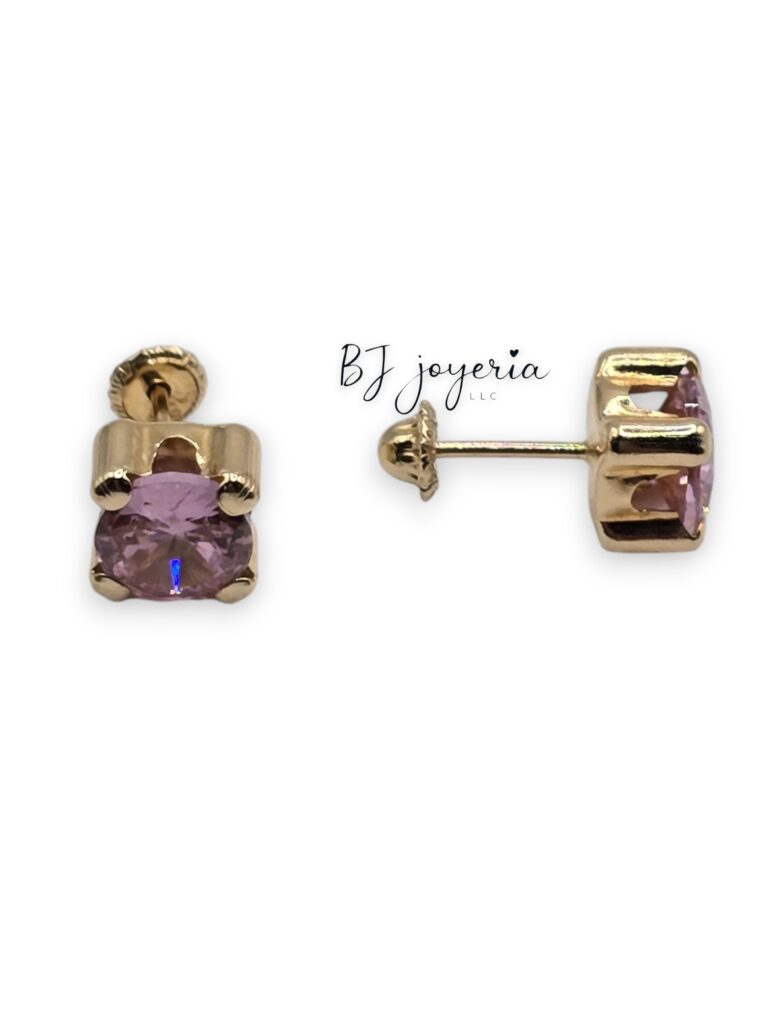 PINK EARRING BALL CLASP 14K (0061)