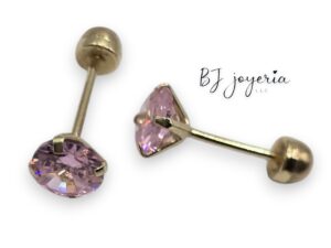 BABY PINK EARRINGS BALL CLASP 10K (0112)