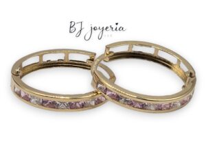 BABY PINK HOOPS 14K (0240)