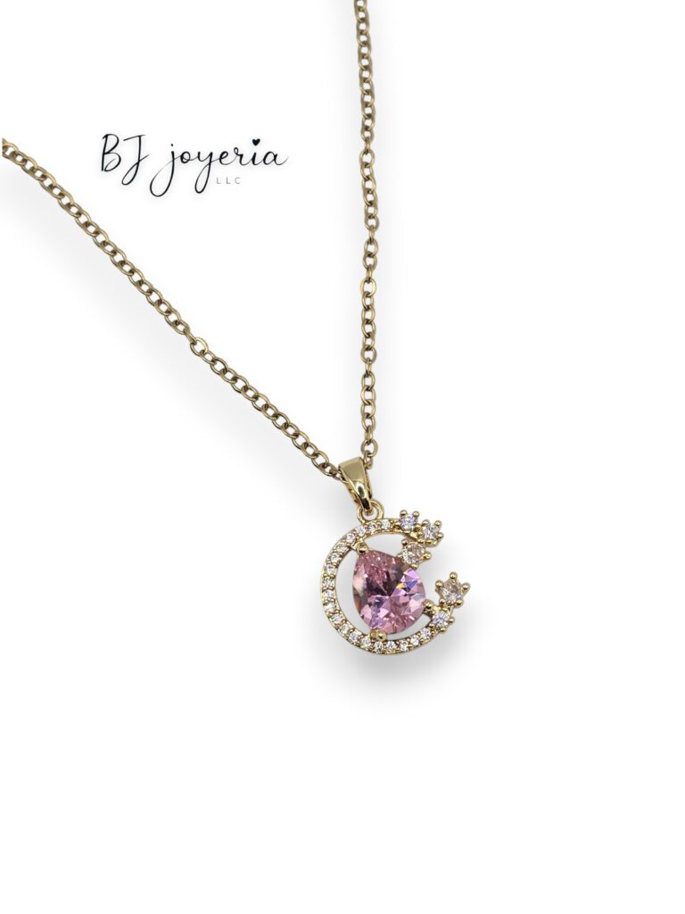 COPPER CHAIN WITH PINK DROP PENDANT (0510)