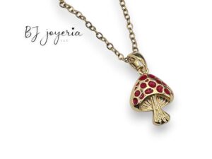 COPPER CHAIN WITH RED MUSHROOM PENDANT (0844)