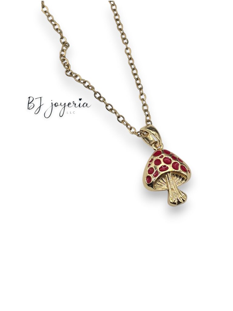 COPPER CHAIN WITH RED MUSHROOM PENDANT (0844)
