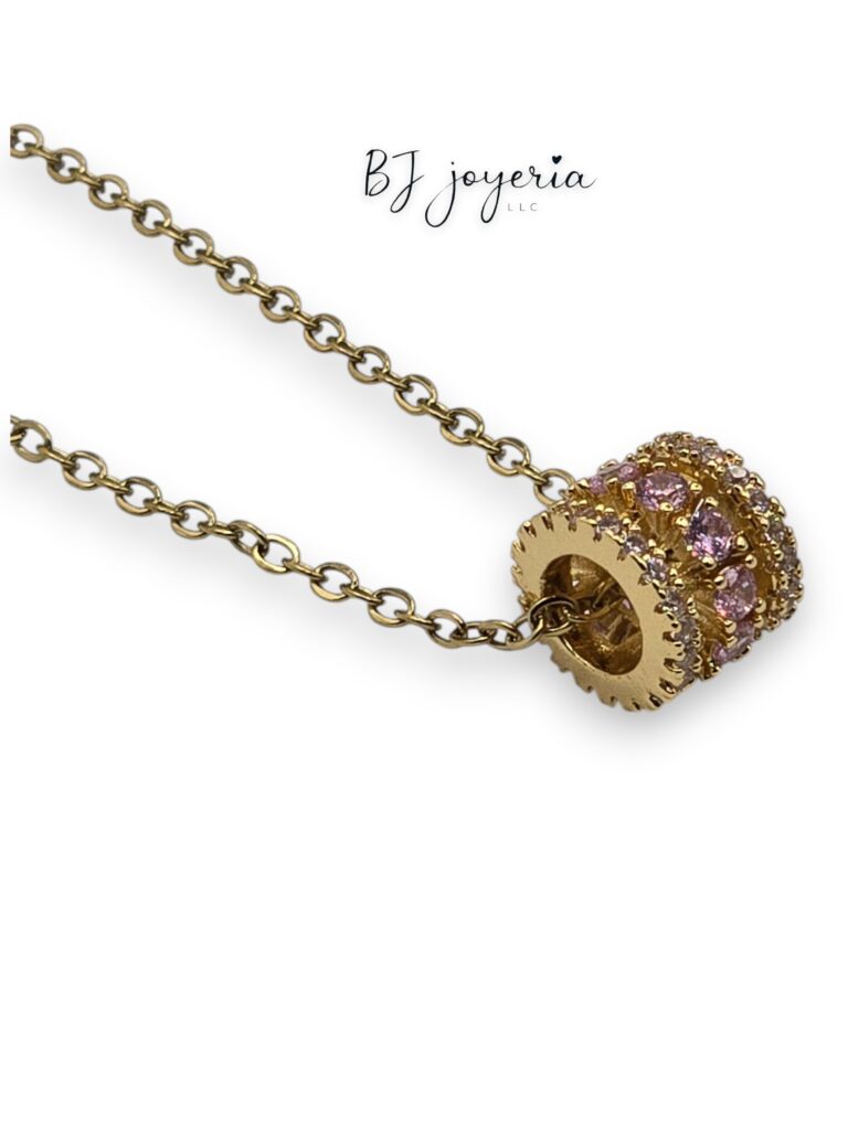 COPPER CHAIN WITH PINK RING PENDANT (1047)