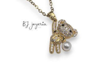 COPPER CHAIN WITH BEAR WITH PEARL PENDANT (1083)