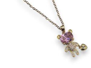 COPPER CHAIN WITH PINK BEAR PENDANT (1062)