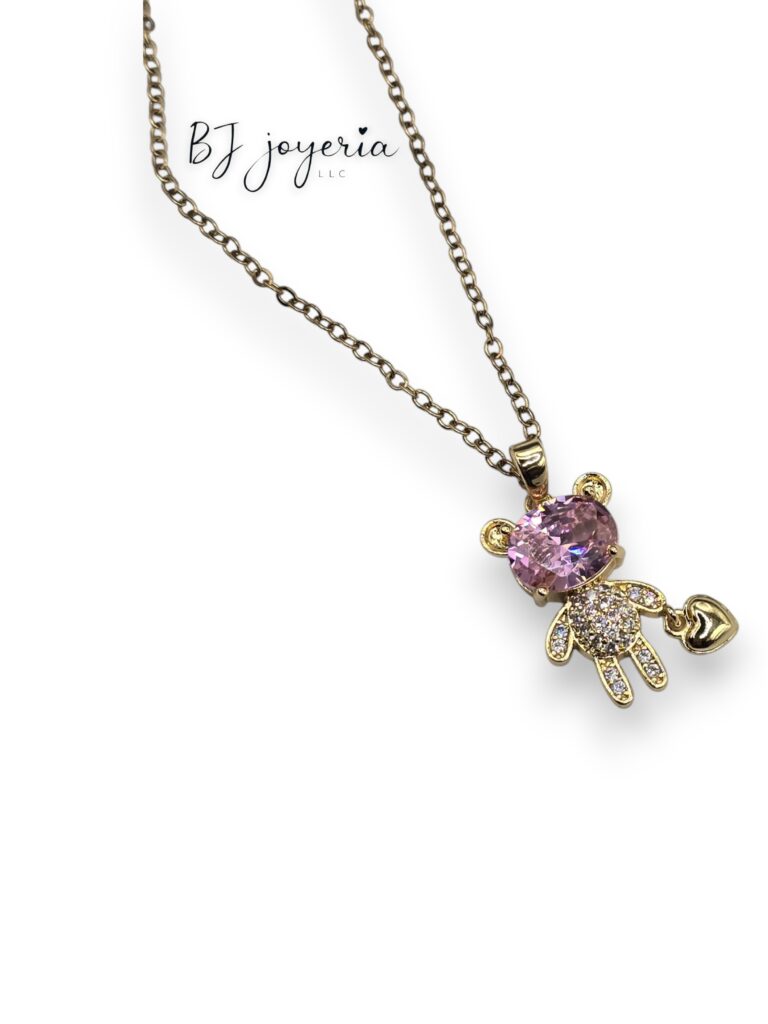 COPPER CHAIN WITH PINK BEAR PENDANT (1062)