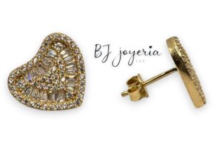 HEART BAGUETTE ZIRCON EARRINGS 14K (0105)