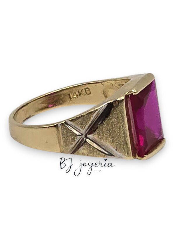 RED ZIRCONIA BOY RING #4 14K (0102)